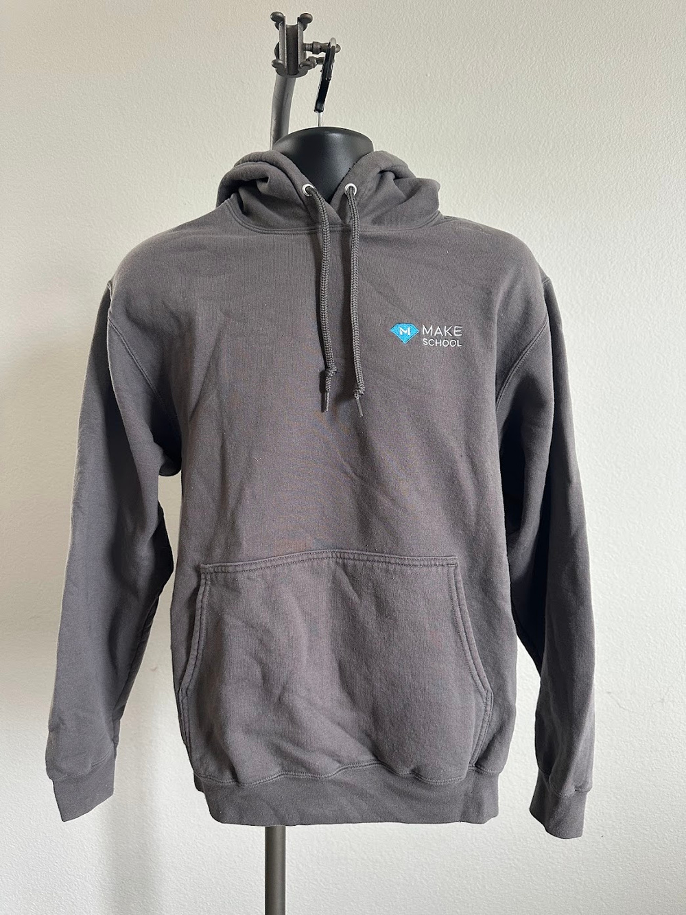 Port Company Hoodie Sweatshirt Gray Pullover Fleece Size M